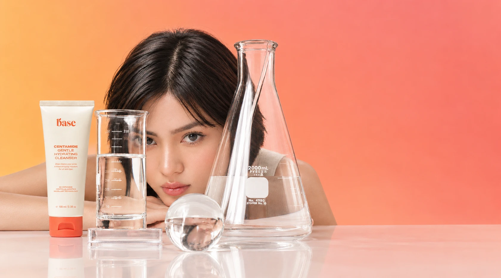 Model with Base Centamide Gentle Hydrating Cleanser